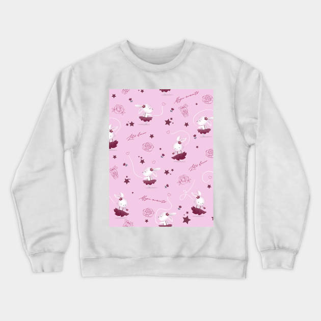 Magic moments with cute bunnies light pink Crewneck Sweatshirt by Arch4Design